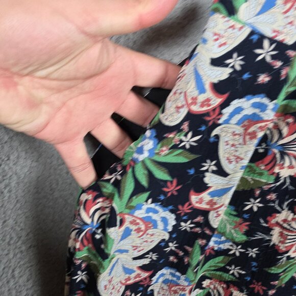 J. Crew Dress Sz 00 Dark Floral Button Up Fit & Flare V Neck Cottagecore Modest - Picture 10 of 14